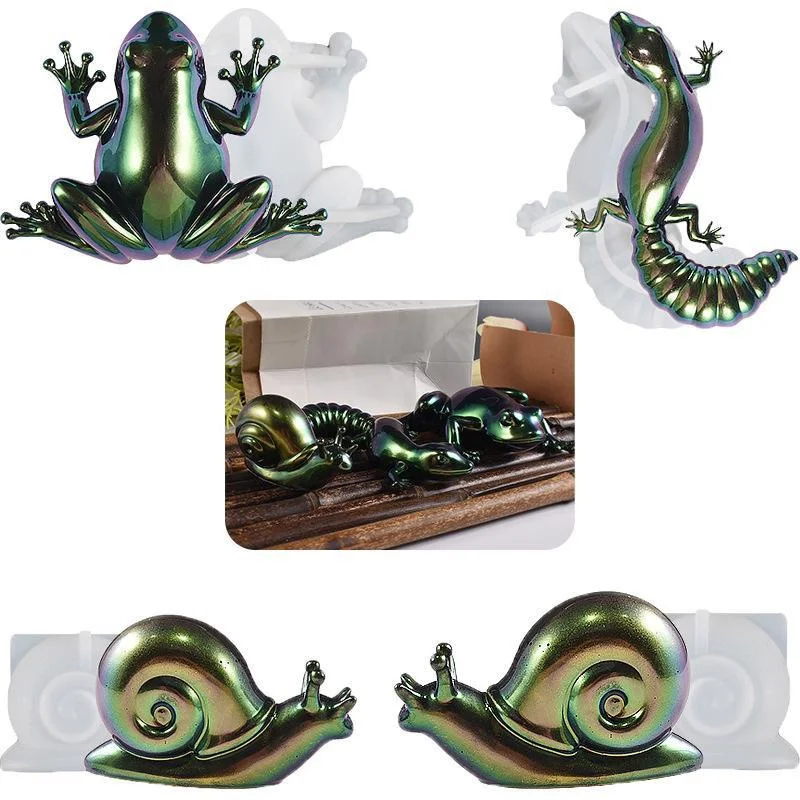 3D DIY Crystal Glue Easter Frog Lizard Snail Animal Ornament Jewelry Silicone Mold