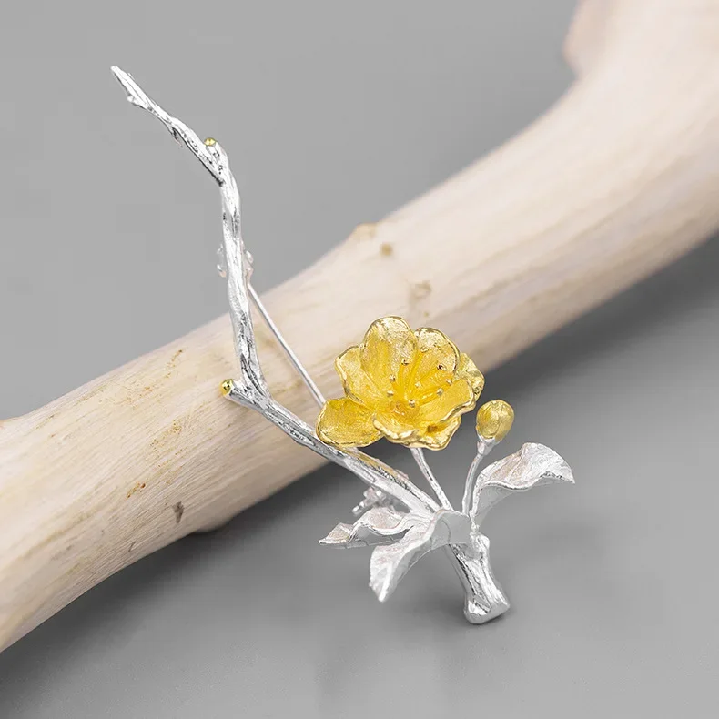 

Original Design Beautiful Fresh Begonia Flower Elegant S925 Silver Brooch