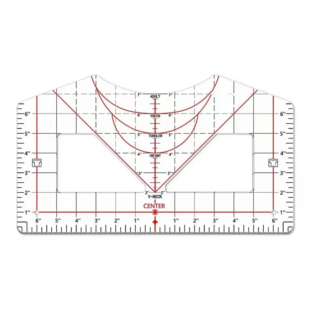 Alignment Ruler Round Neck DIY Sewing Universal T-Shirt Design Calibration Tool Ruler Sewing Ruler Sewing Supplies arcs fan ruler sewing cutting patchwork ruler aligned measuring sewing tools dropship