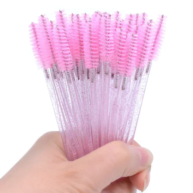 Mascara Wands Glitter Disposable Eyelash Brushes 50pcs Crystal Eye lash Lash Comb Spoolies Micro Makeup Applicators