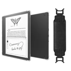 Dual - Function Clear Shockproof Back Cover Case with Security Hand Strap - Kindle Scribe 2022 (Clear)