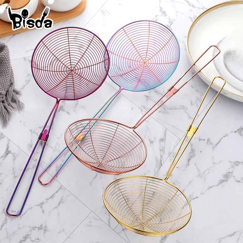 Stainless Steel Cooking Utensils Set Oval Skimmer Hot Pot Fried Food Filter Colander Noodle Strainer