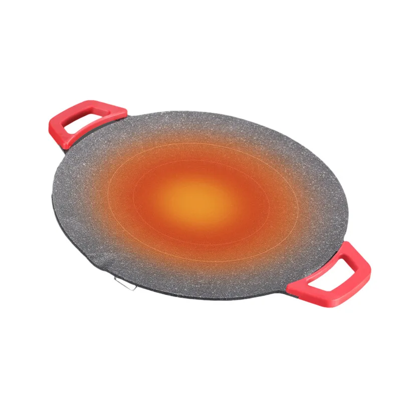 Korean-style Round BBQ Plate Pork Belly Medical Stone Outdoor Camping Barbecue Plate 6
