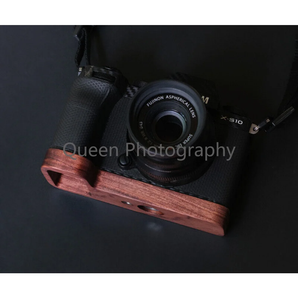 Accessori Per Fotocamere In Legno Di Ebano E Noce Nero Piastra Di Base Impugnatura Per Fujifilm X-S10 Fuji S10 Dainkingles Phannails Polaroid Fuchesi