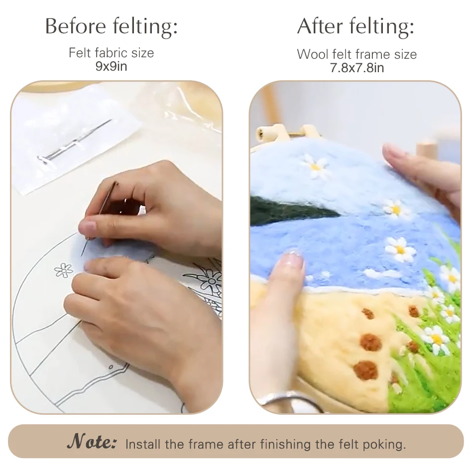 Needle Felting Painting Kit Needle Felting Kit Wool Felting Kit Lavender DIY Wool Felting Painting With Embroidery Frame 20x20cm Balloon Needle Wool Painting Picture For DIY Gift