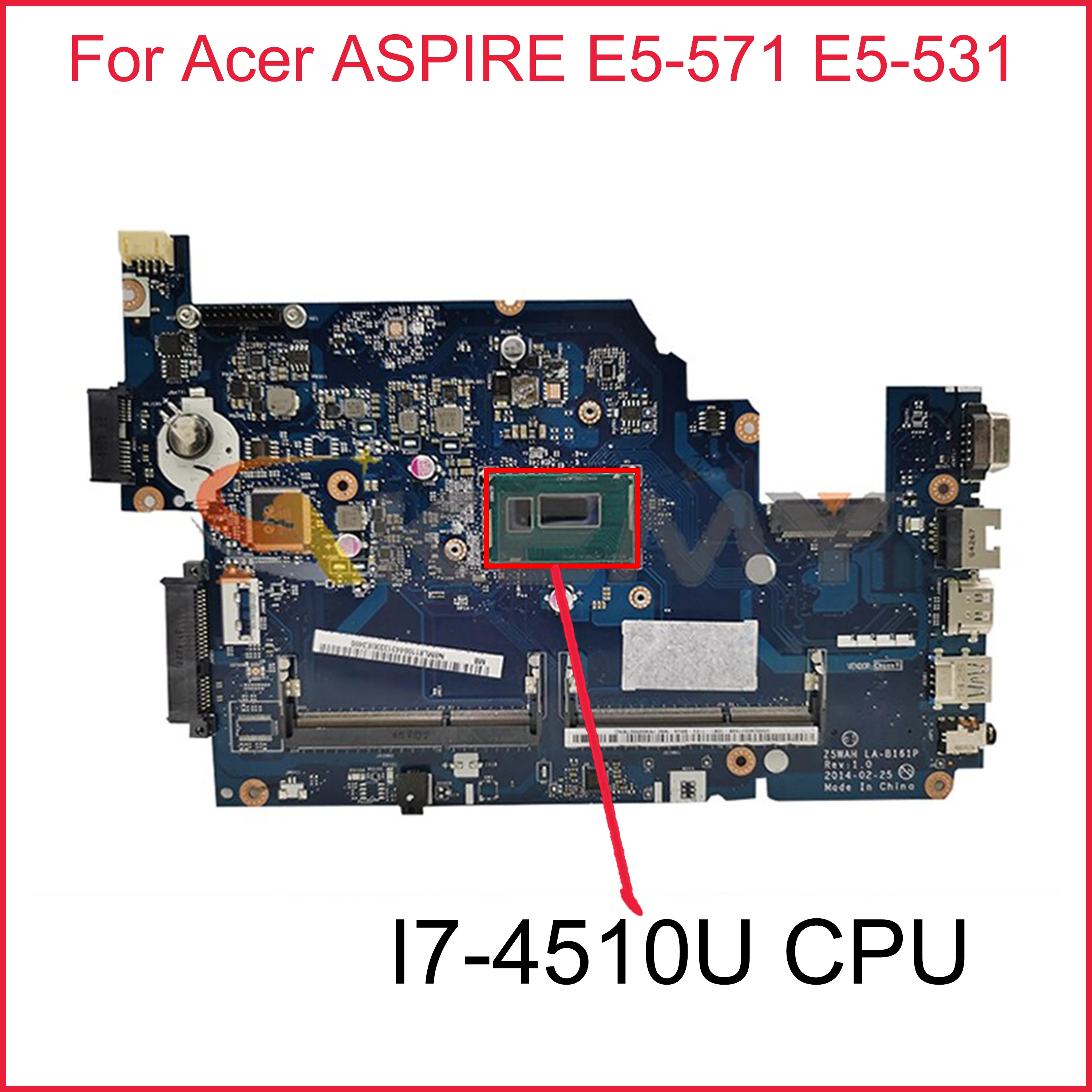 NBML811005 NB.ML811.005 Mainboard For Acer ASPIRE E5-571 E5-531 Laptop Motherboard Z5WAH LA-B161P With I7-4510U 100% Tested Work best pc mother board