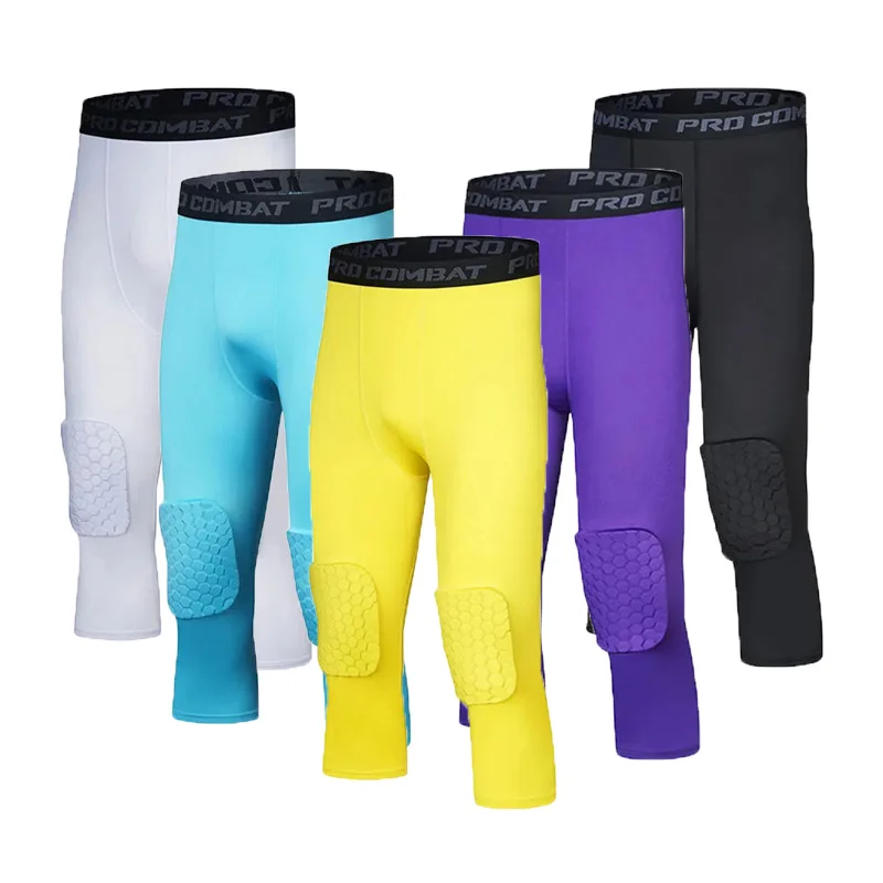 Men Women Kids Capri Running Kneelet Tights GYM 3/4 Pants Basketball Football Soccer Fitness Exercise Leggings 56