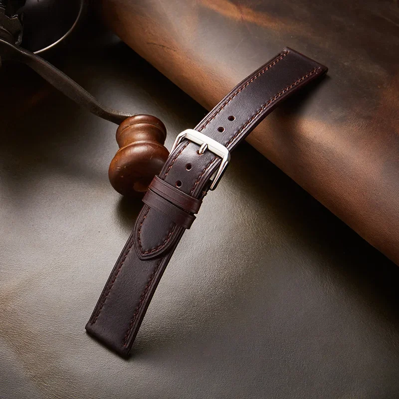 Vintage Style Oil Wax Leather Business Watch Strap - High Quality Watchband Accessory