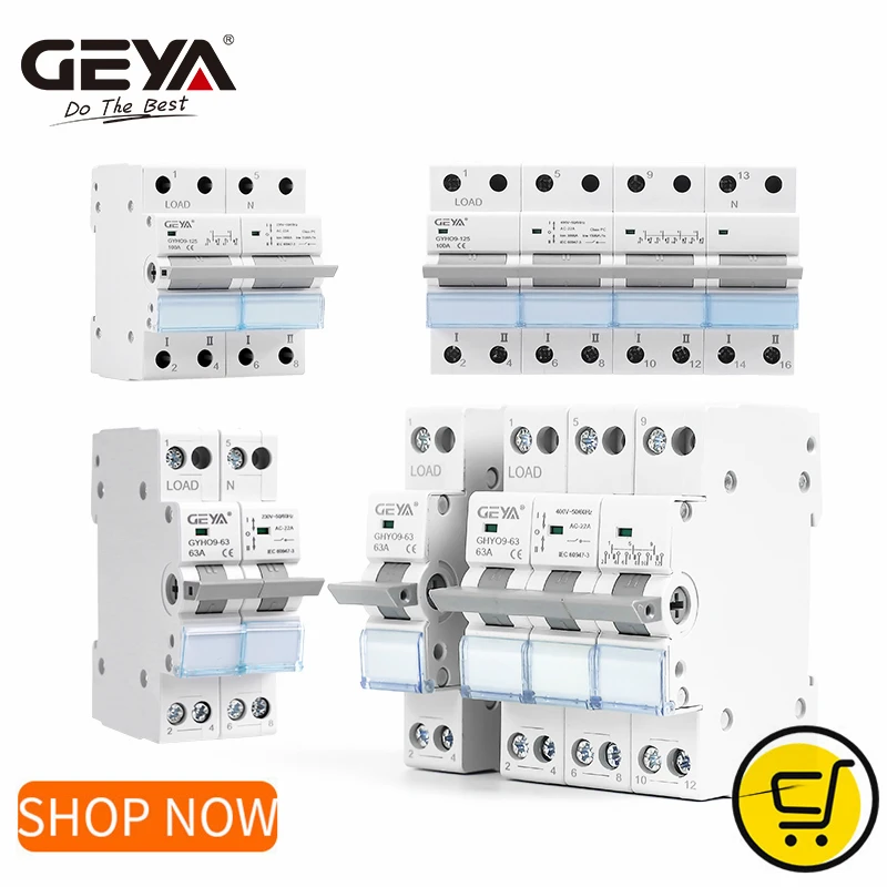GEYA 4P 63A Dual Power Manual Transfer Switch - DIN Rail Trennschalter 400VAC Mit Überlastschutz