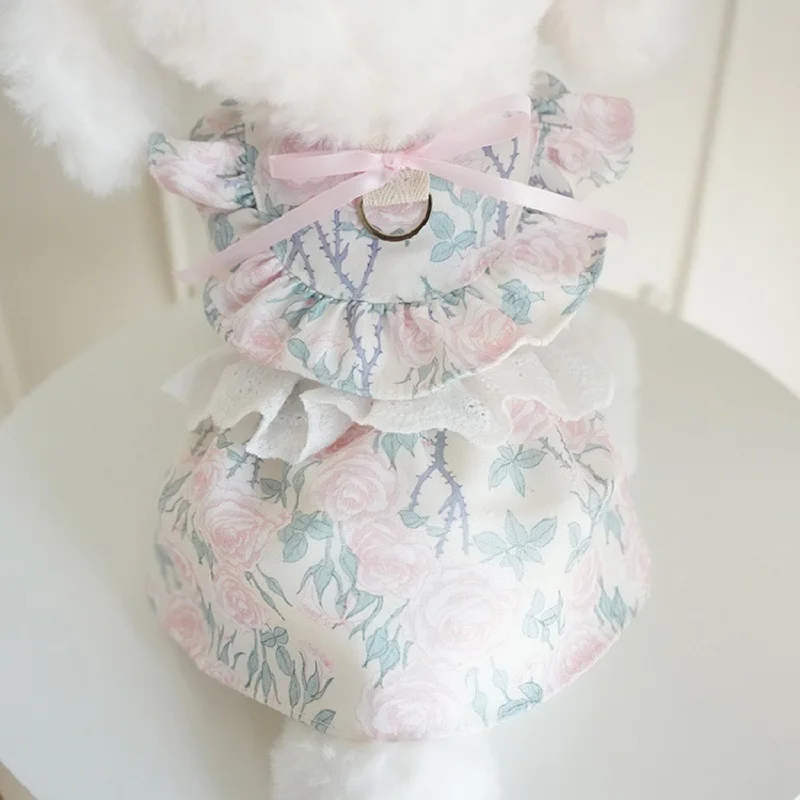 Spring-Summer Large Floral Dresses for Pet Dogs and Cats-Bichon Frise, Schnauzer, Corgi Outfits