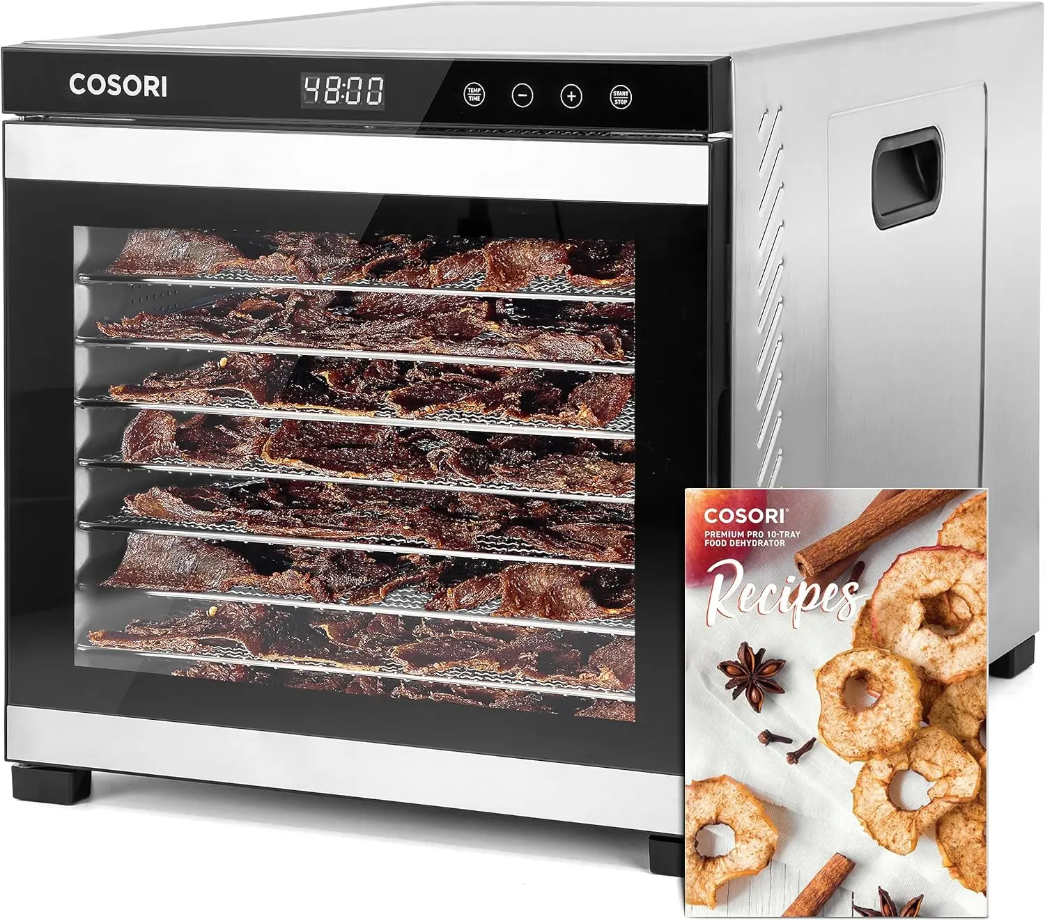 Food Dehydrator for Jerky 10 Trays 16.2ft&sup2; Drying Space 165&deg;F Temperature Control 48H Timer 1000W Dehydrator Machine