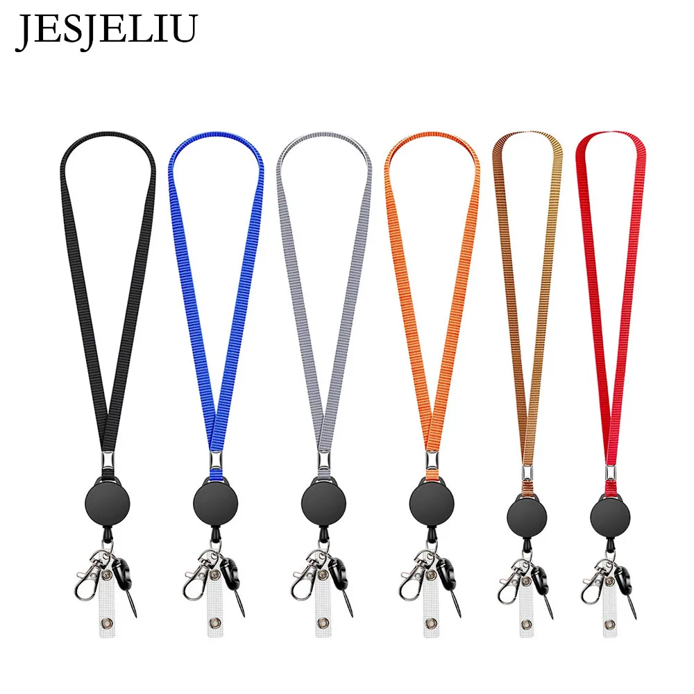 Neck Strap Key Chain Lanyard Card Holder Badge Reel Phone Key Ring ID Name Card Nurse Retractable Badge Holder Office Supplies rhinestone office lanyard bling crystal badge lanyard shiny mesh neck lanyards retractable badge reel holder key ring for nurse