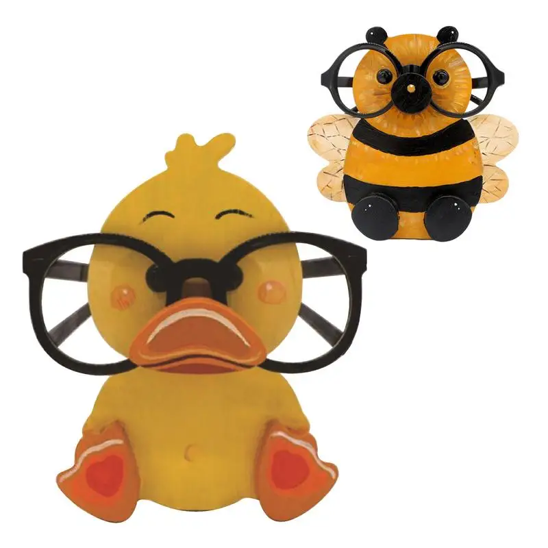 

3D Animal Glasses Shelf Rack Wooden Carving Sunglasses Display Holder Stand Cute Duck Bee Home Shelves Decorations Accessories