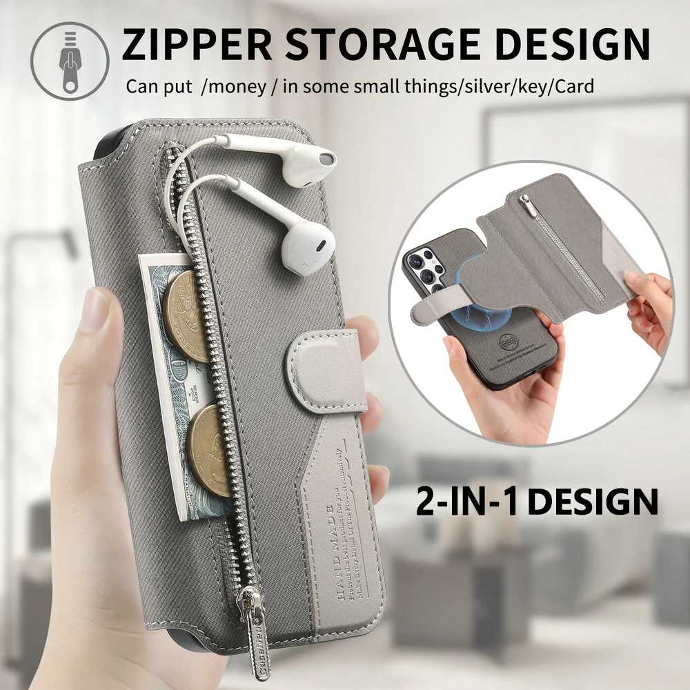 Luxury RFID Card Leather Flip Case - 2-in-1 Design