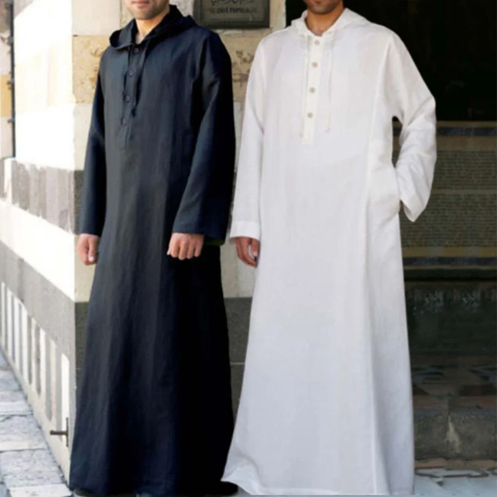Мужской исламский Jubba Thobe однотонный халат с длинным рукавом толстовки Саудовский Арабский Кафтан Jubba Thobe Мужская мусульманская абайя мужская одежда мужской мусульманский исламский кафтан винтажный арабский халат с длинным рукавом мужская свободная одежда jubba thobe дубай абайя турция с