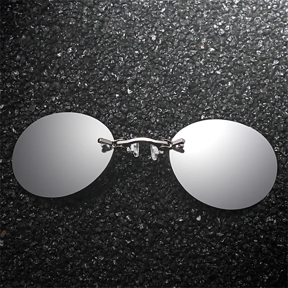 

New Fashion Clip On Nose Sunglasses Men Glasses 2022 New Vintage Mini Round Sun Glasses Matrix Morpheus Rimless Sunglasses UV400