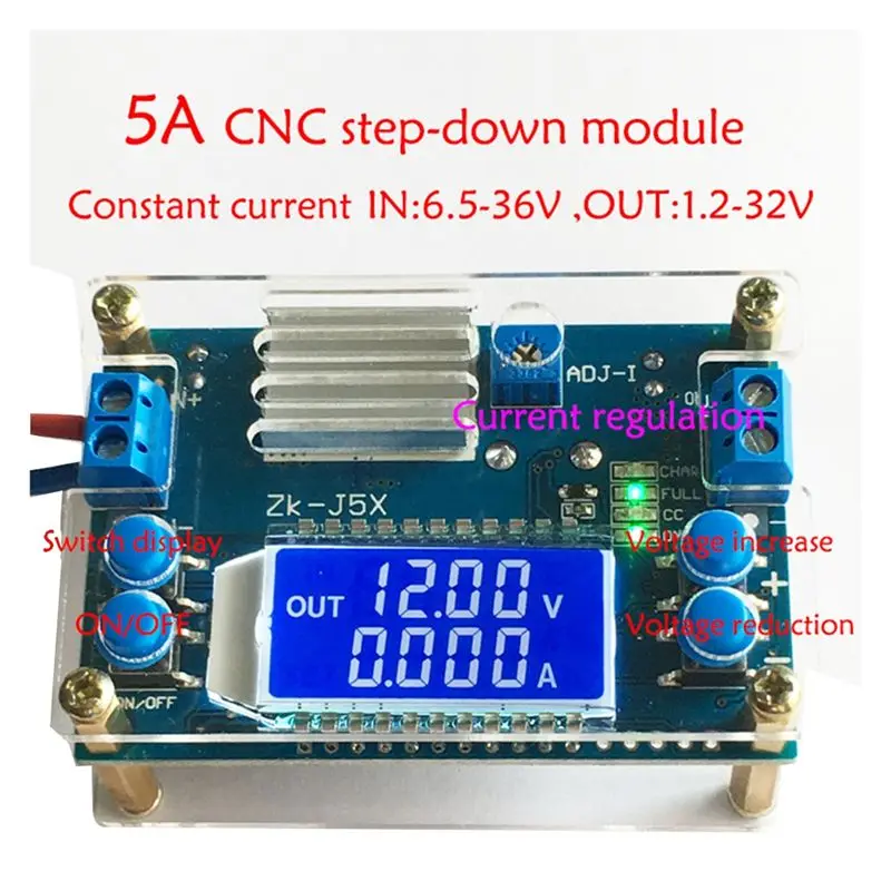 (ABGQ) DC 벅 컨버터 CC CV 전원 모듈 1.2-32V 5A 조정 가능한 조정 전원 공급 장치 전압계 전류계