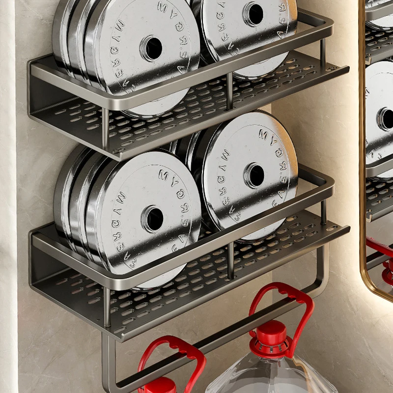 Bathroom accessories shelf organizer 30-50CM shower storage rack gray wall mounted space aluminum toilet shampoo holder shelves