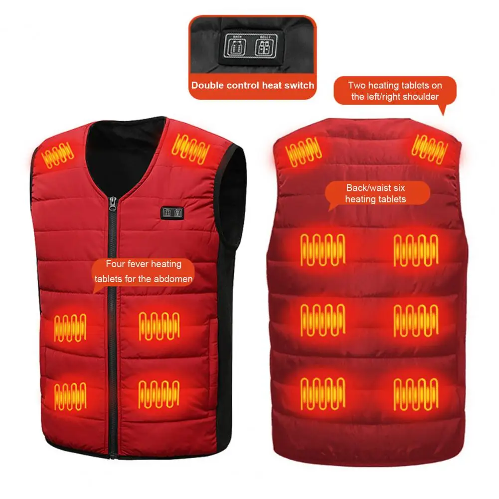 

Heating Vest Comfortable Vest Usb Vest with 10/12 Blocks V Neck Energy-saving Zipper Closure for Men Women Padded for Winter