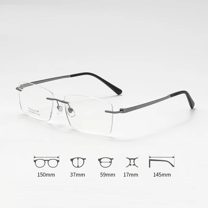 

Vazrobe 150mm Rimless Eyeglasses Frame Men Oversized Glasses Male Frameless Spectacles for Prescription Optical Myopic Lens MR-8