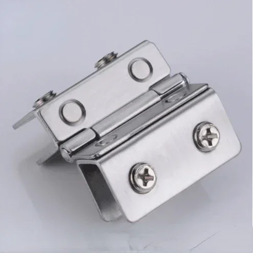 Glass Door Hinge Double Sided Clip without Hole Stainless Steel Cabinet Cupboard Glass Clamps Clip for 4-9mm 180 Degree Stainless Steel Hinges Door Hinges