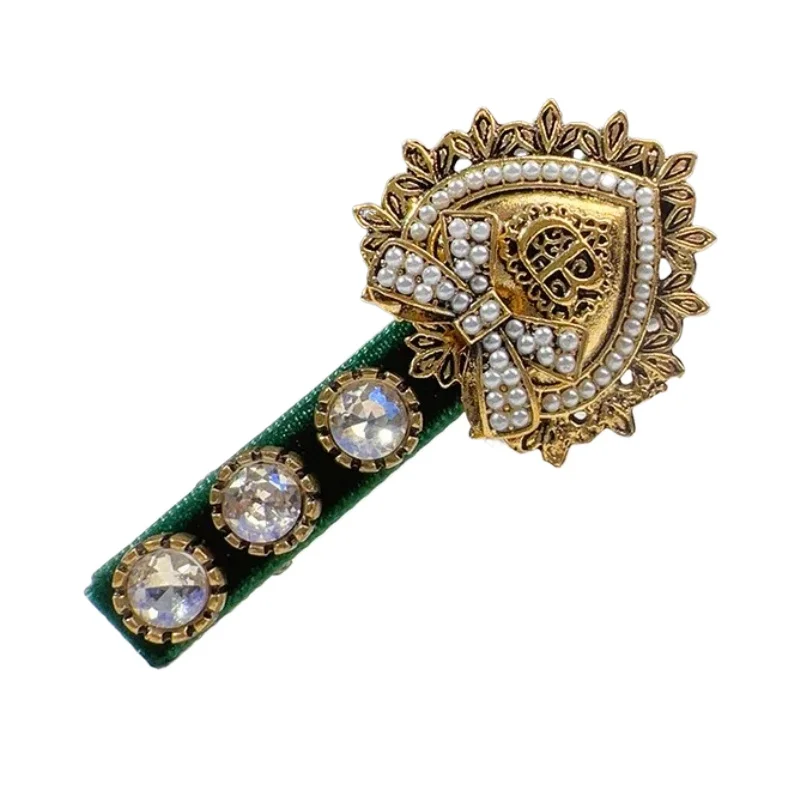 Retro Herz Perle Strass Haarspange Elegante Haarnadel Entenschnabel Clip Exquisite Haarspangen Haarschmuck für Frauen Mädchen