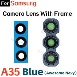 Enhanced Rear Camera Glass Lens with Adhesive Frame Replacement (A35 Blue Frame)