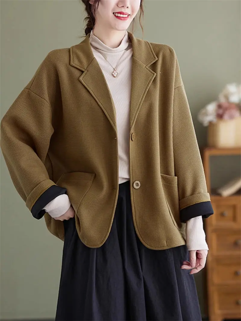 

Retro High-End Suit Jacket For Women's 2023 Spring And Autumn Casual Temperament Long Sleeve Single Breasted Blazer Coat Z2663
