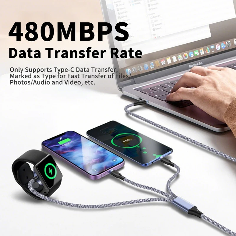 시계용 3 in 1 다기능 케이블, 꼬임 방지 자석 무선 충전 코드, 아이폰 17/16 호환 고속 충전 와이어