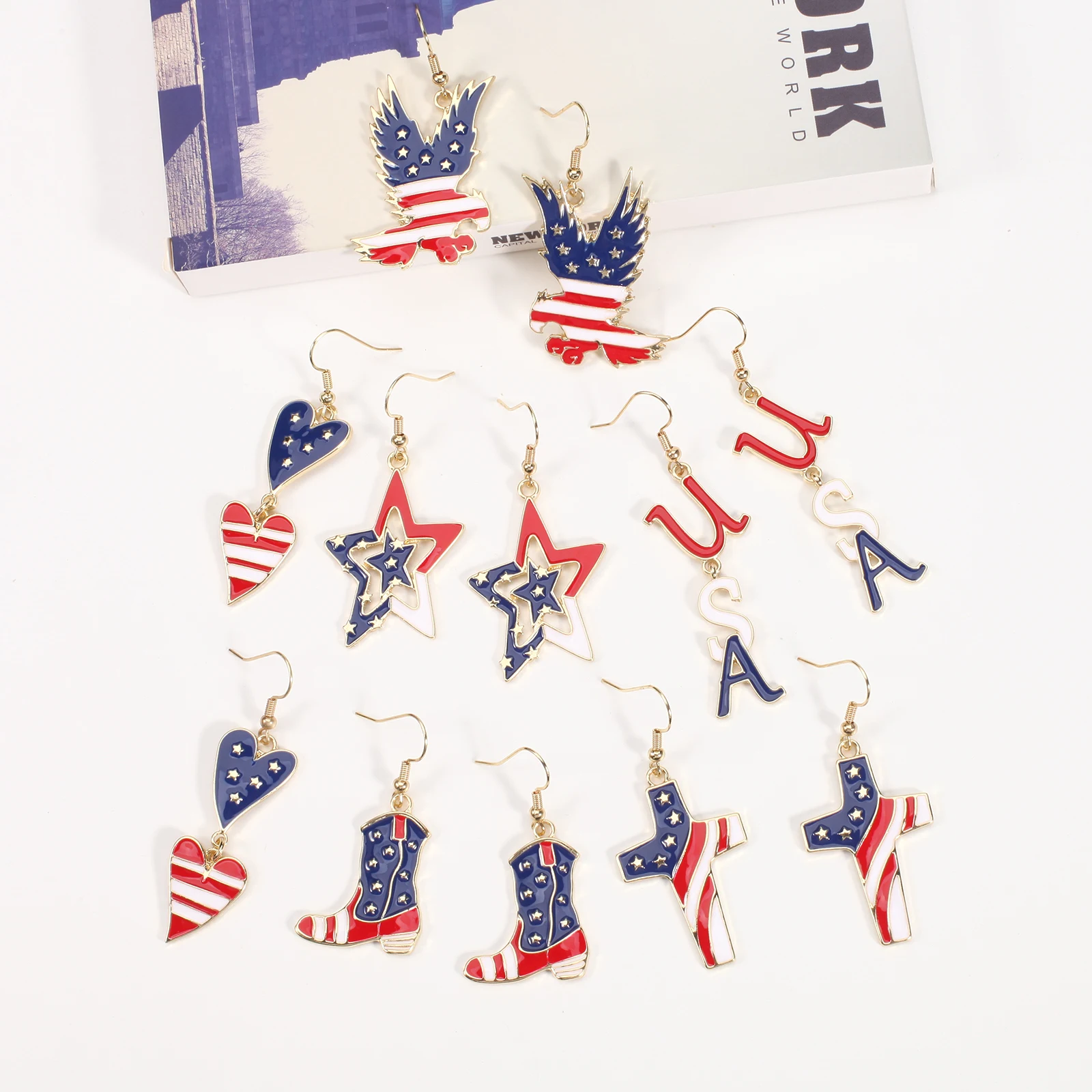 Dangle Earrings Drop Earrings Long Earrings USA Flag Pattern Earrings