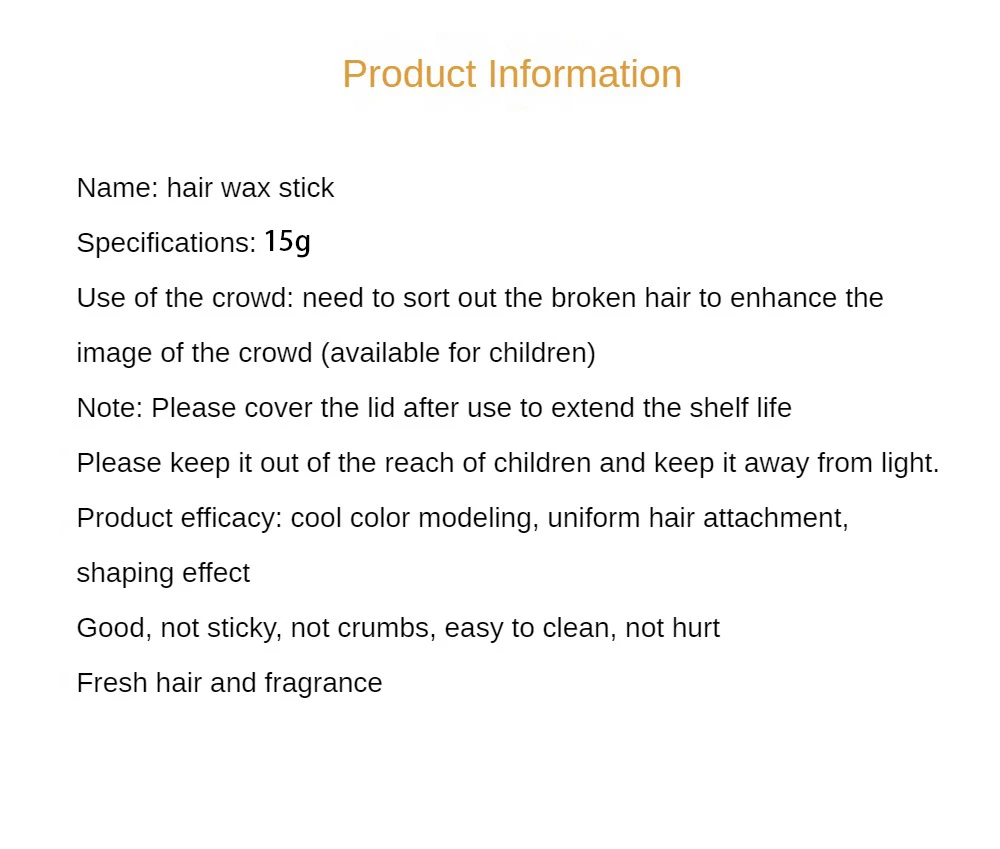 Description Picture 4 of itemBroken Hair Artifact Hair Wax Stick Gel Styling Hair Frizz Fixed Fluffy Shape  For Children Men And Women Styling Hair Wax Stick