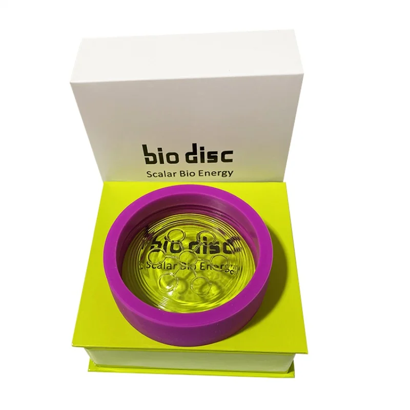 Custom  9cm bioenergy disc with 7 colors of silicone protective ring nano energy disc custom energy disk with 7 color silicone protective ring