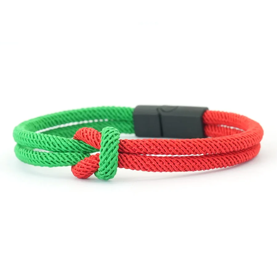 Red Green String Handmade Christmas Bracelet for Men