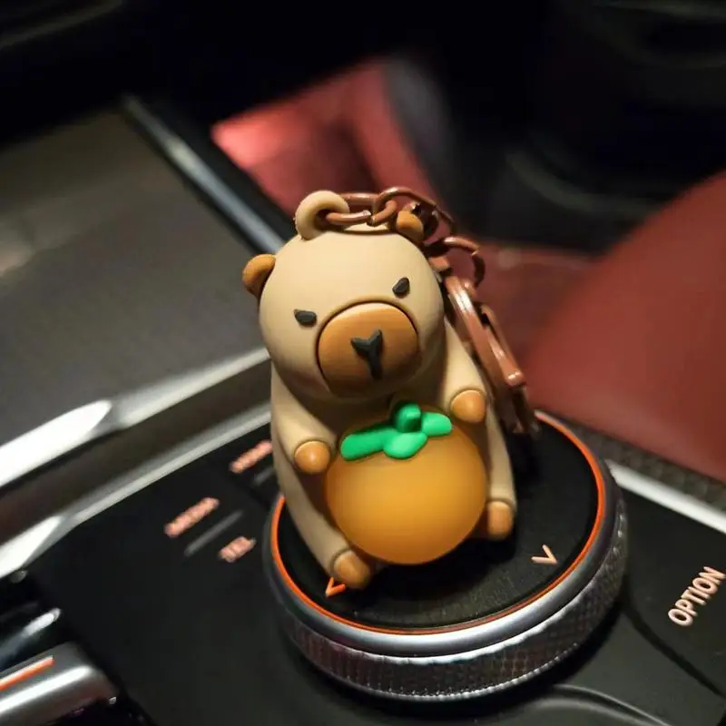 Cute Capybara Keychain With Lighted Creative Luminous Capibara Anime Lighting Keyring Mini Doll Capybara Keyring accessories