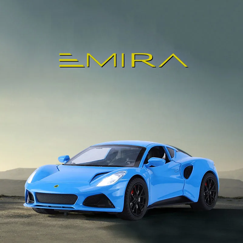 1:24 Scale Super Sport Car Metal Model With Light And Sound Lotus EMIRA Diecast Vehicle Pull Back Alloy Toy Collection For Gifts lp770 1 32 alloy diecast model vehicles car sound light pull back super racing car toy miniature scale car model toys children