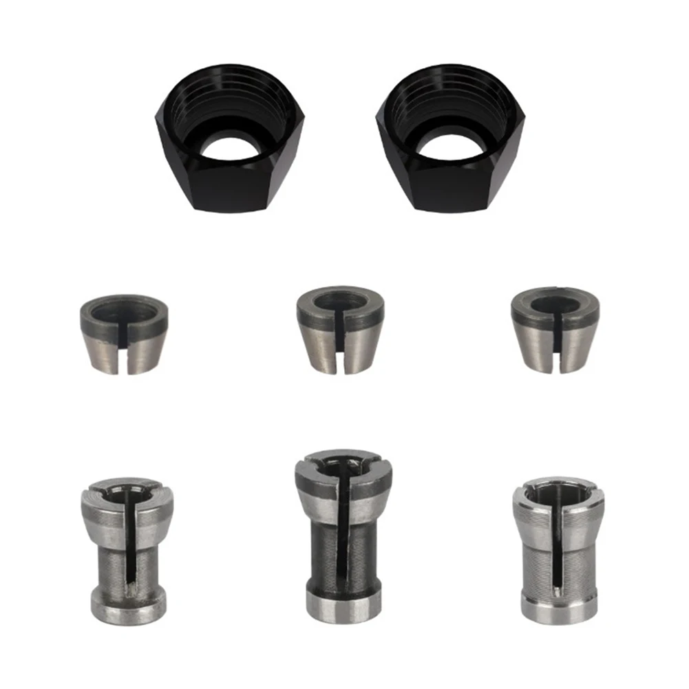 

8pcs 6/6.35/8mm Collet Chuck Router Bit Adapter Holder Engraving Trimming Machine Wood Router Milling Cutter Tools
