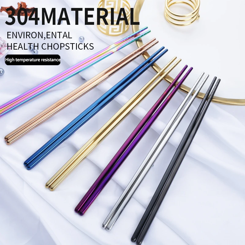 Bacchette In Acciaio Inox 304 Riutilizzabili – Set Da 5 Paia Con Incisione Antiscivolo – Lavastoviglie - 2
