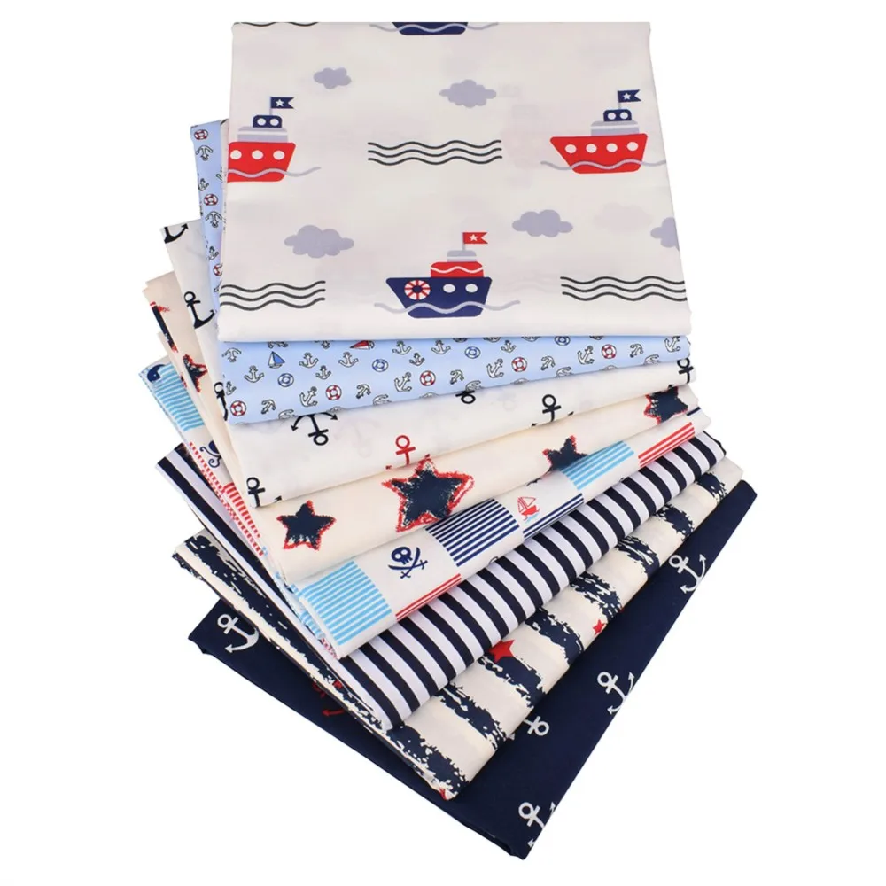 Chainho,Printed Twill Weave Cotton Fabric,DIY Quilting Sewing Material,Handmade Textile,Patchwork Cloth,Ocean Series,25C21