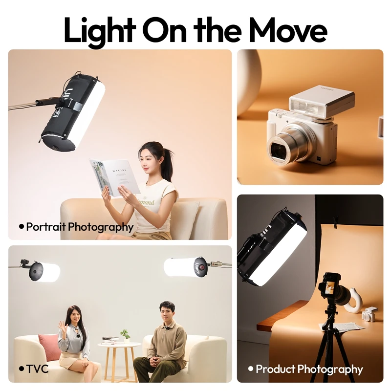 Ulanzi AL120 Inflatable LED Light 2700K-6500K Bi-color 10 Lighting Effects for Portrait Photography Livestreaming Camera Vlog