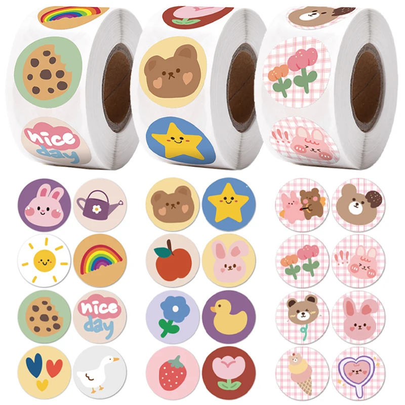 

500pcs Cartoon Reward Sticker Children Encouragement Sealing Labels Kids Gifts Decor Teacher Stationery Supplies Animal Stickers