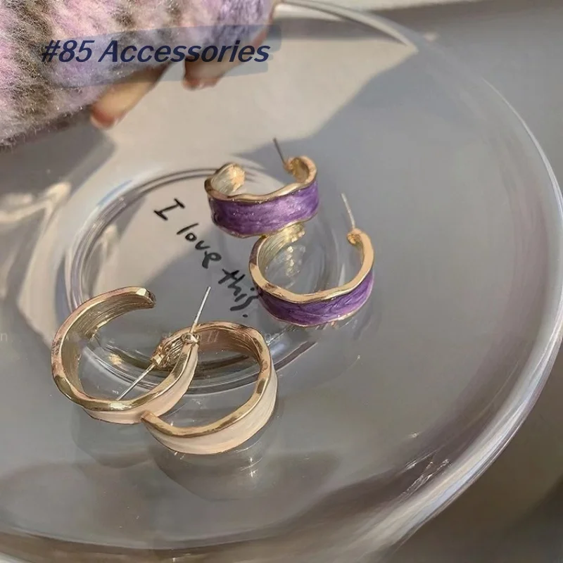 

Street Fashion Coldness Style Vintage Craft Colour Enamels Spot Glaze Ladies' New Hoop Earrings Four Season Daily Outfit ZN00114