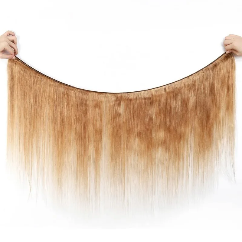 12-26 Inch Gold Straight Human Hair Bundles Double Weft Brazilian Virgin Remy Hair Extensions Weave Color 27 100G/PC human hair extensions
