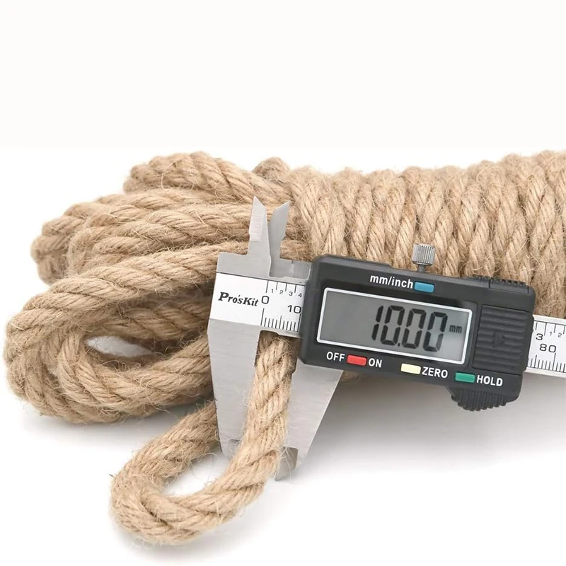 10Meters Natural Thick 6/8/10/12mm Jute Hemp Rope Strong String Craft Twine for DIY & Arts Crafts Packing Floristry Bundling, jute rope