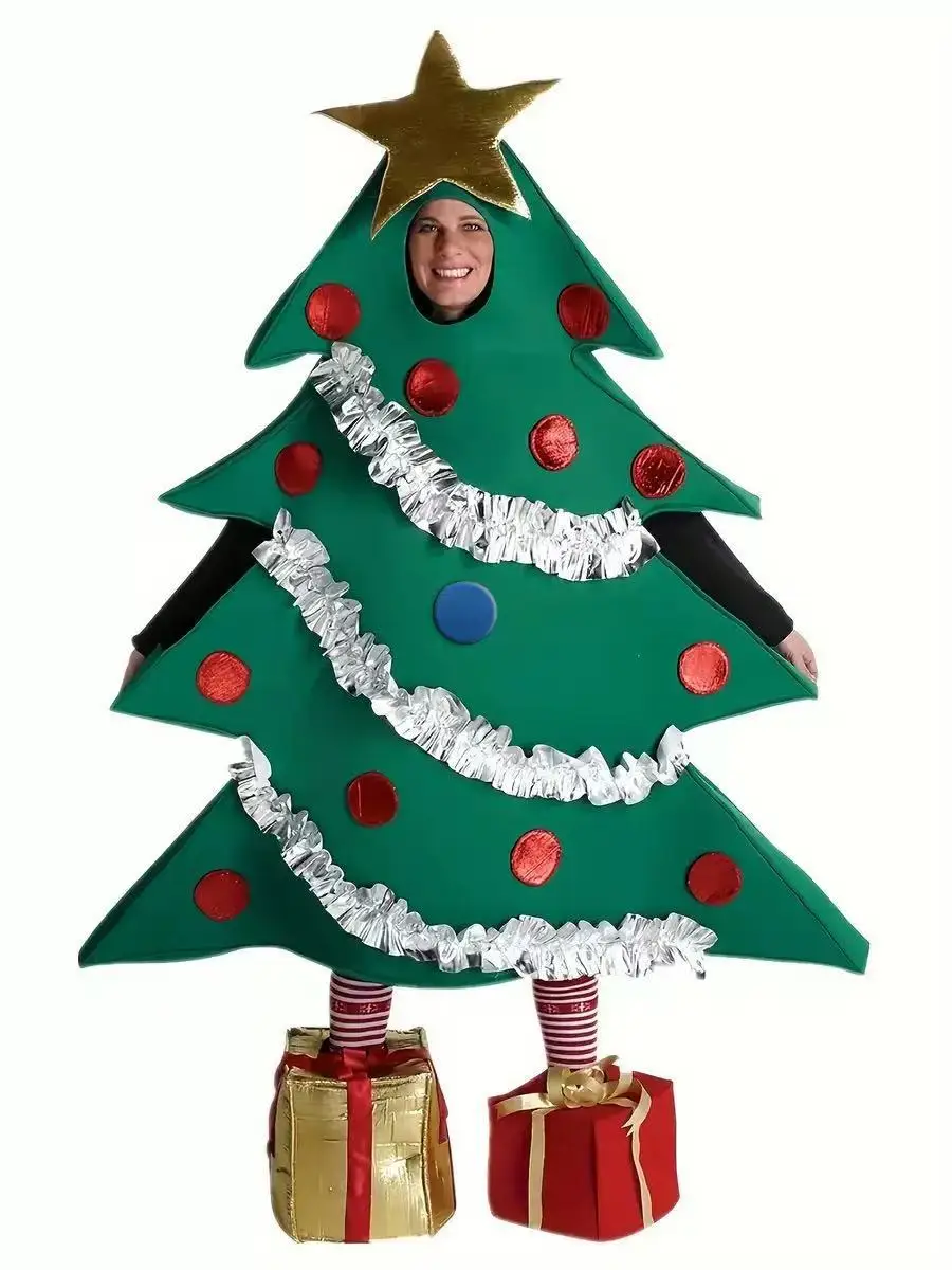 Déguisement Sapin de Noël Adulte avec Couvre-Chaussures Cadeaux – photo 1