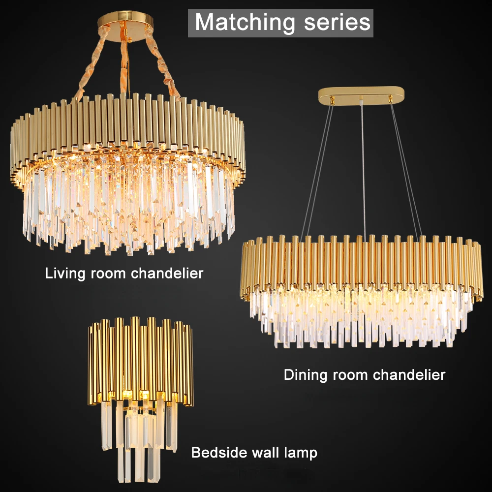 

Modern Crystal Chandelier for Living Room Luxury Gold Home Decor Crystals Lamp Dining Room Kitchen Island Hanging Light Fixture