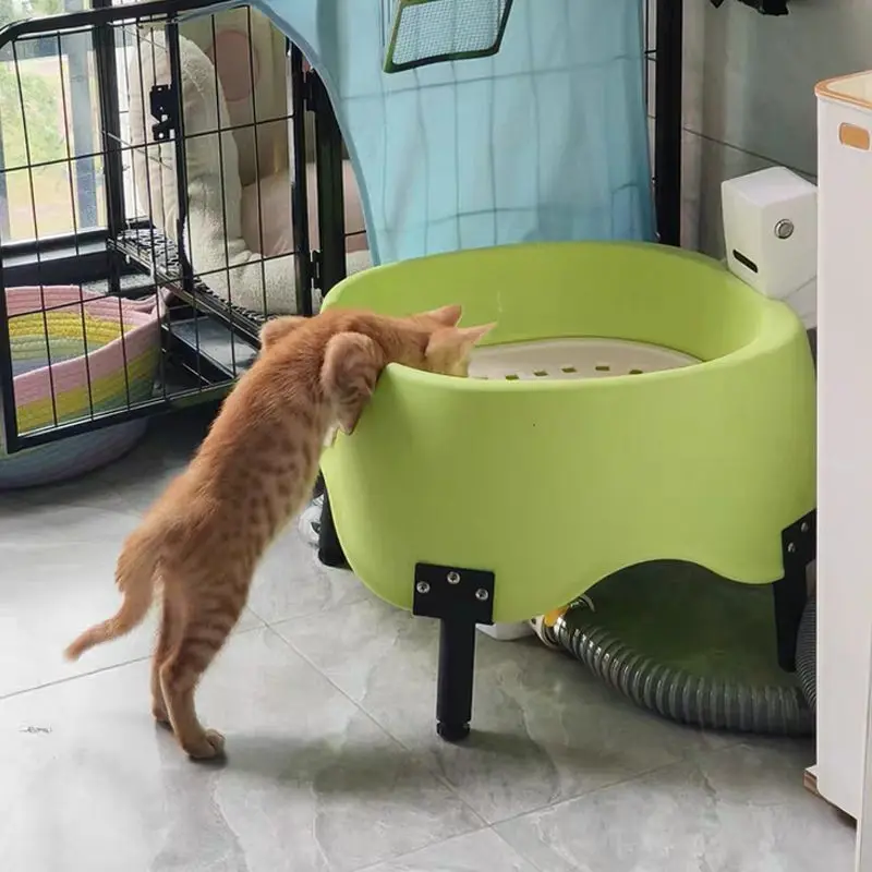 Vaso sanitário para gatos com descarga totalmente automática, sensor infravermelho, caixa de areia inteligente, seguro para gatos e cães de pequeno porte, semiaberto._voghion.com