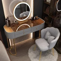 Makeup Luxury Dressing Table Mirror Led Light Salon White Dressing Table Storage Bedroom Comoda Pra Quarto Home Furniture 3