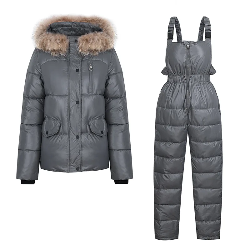 

European and American sling suit cotton-padded jacket winter Korean fashion thickening warm cotton two-piece padded jacket