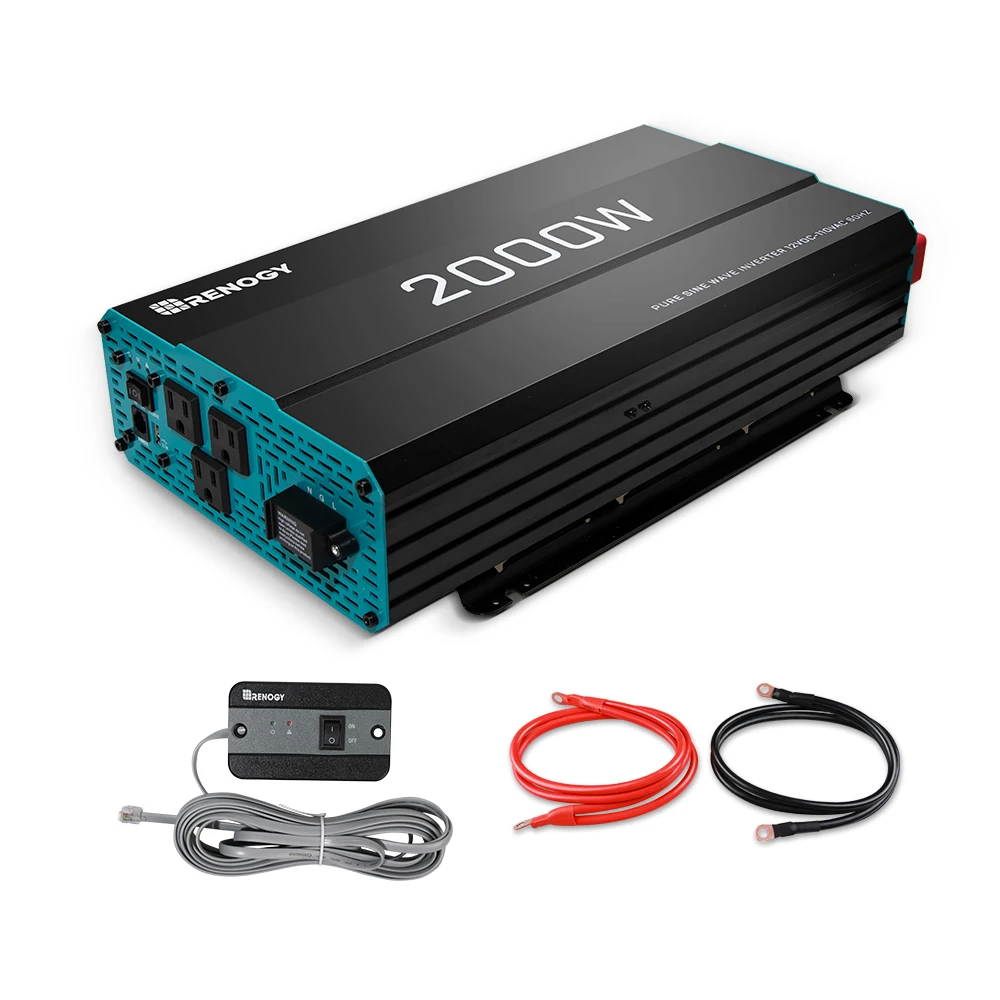 Renogy 2000W Pure Sine Wave Inverter 12V DC to 120V AC Converter for Home, RV, Truck