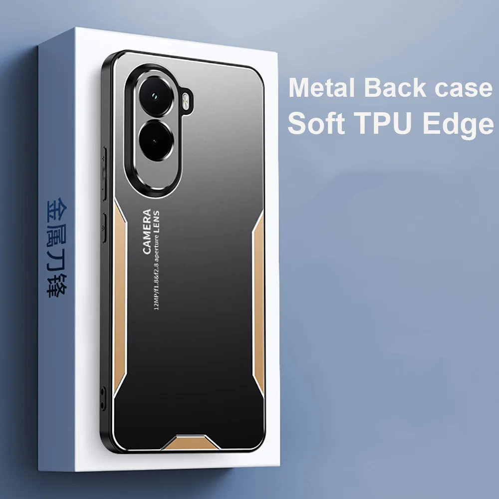 Luxury Metal Full Coverage Camera Cover Phone Case - Shockproof with Soft Bumper Skin